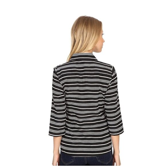 Pendleton Top S NWT Wrap Striped Silk Cotton Chic Business Casual 3/4 Sleeves - Picture 9 of 12